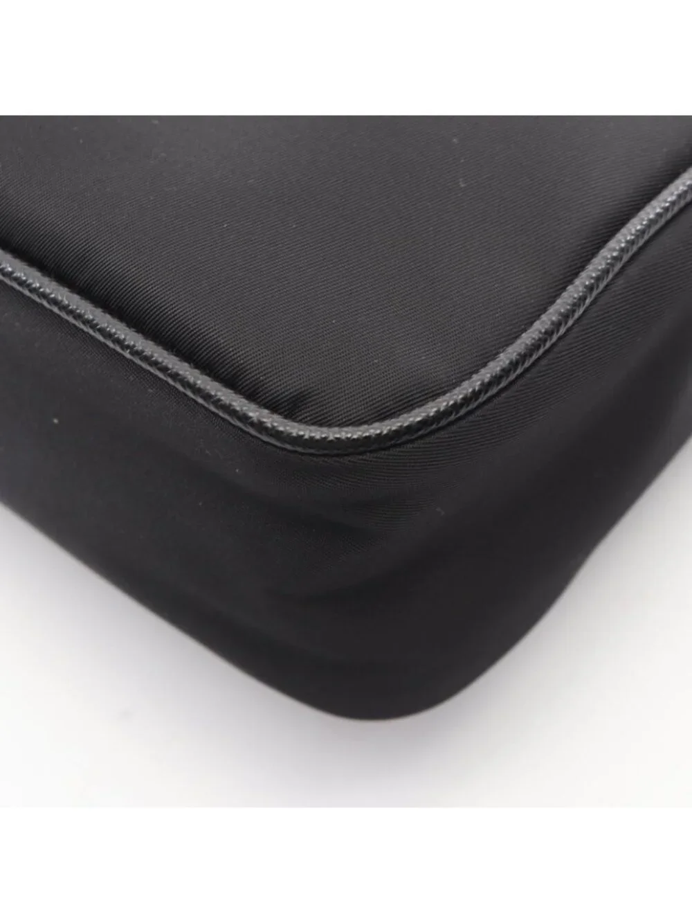 Prada Shoulder Bag Re-Nylon Black Nylon Saffiano Leather Triangle Logo